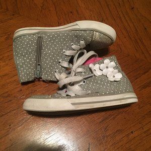 Silver glittery high top shoes